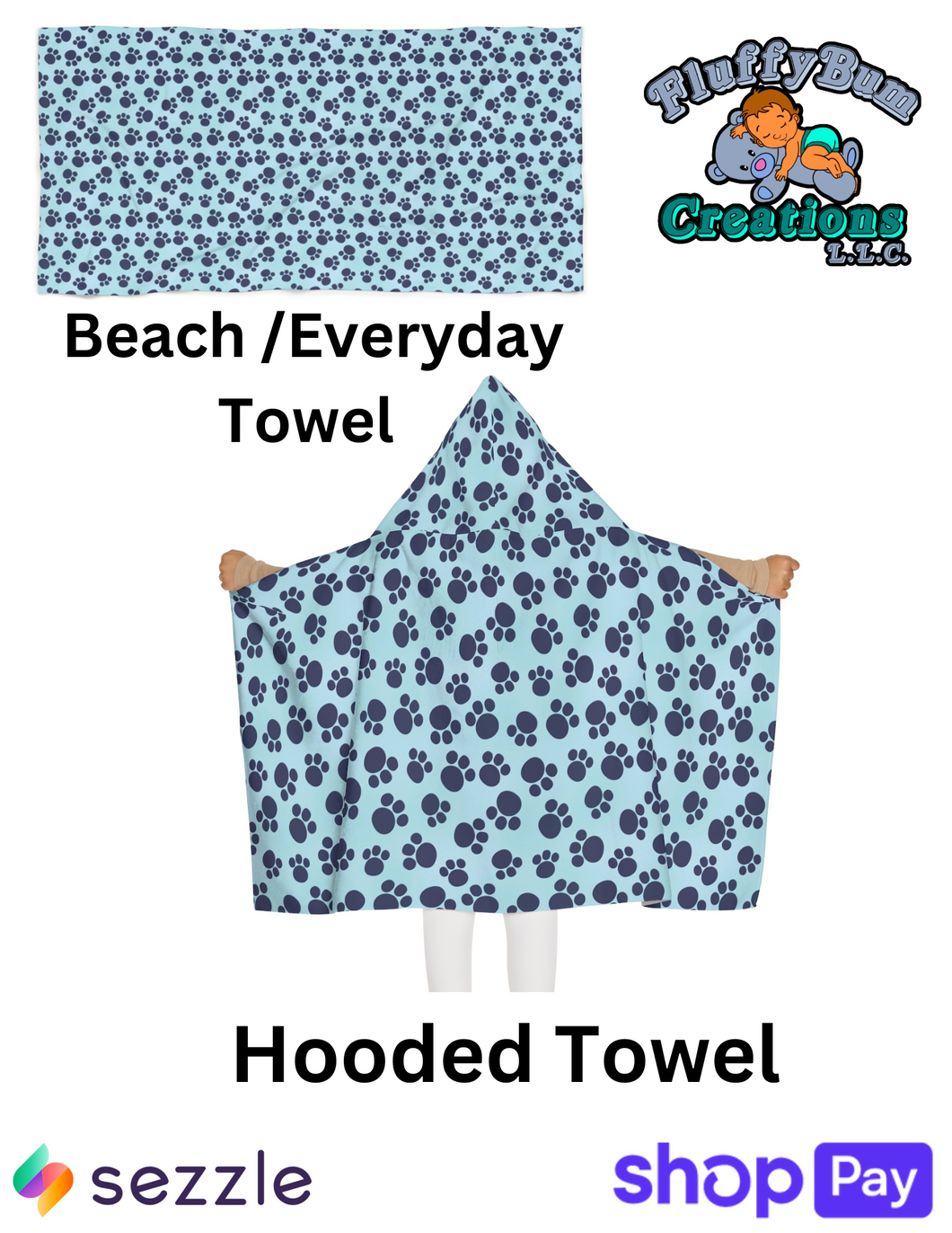 MTO Blue Paw Print Towel